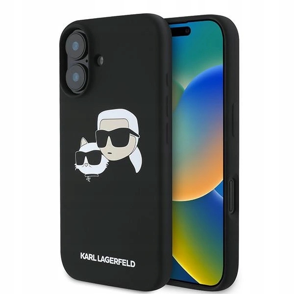 Pouzdro Karl Lagerfeld Silicone nauble Heads Print MagSafe pro iPhone 16 Plus