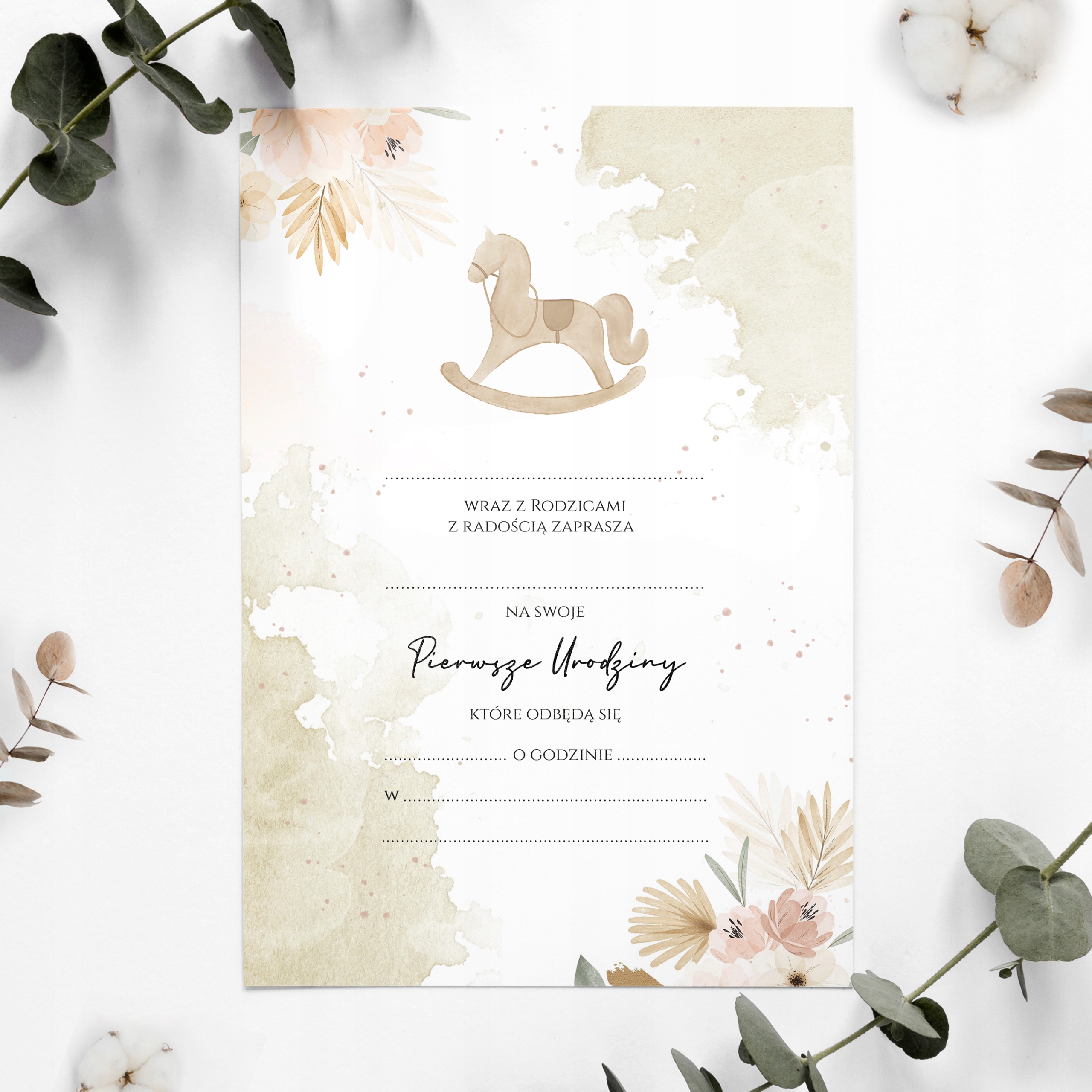 Zaproszenia NA ROCZEK konik na biegunach + koperta