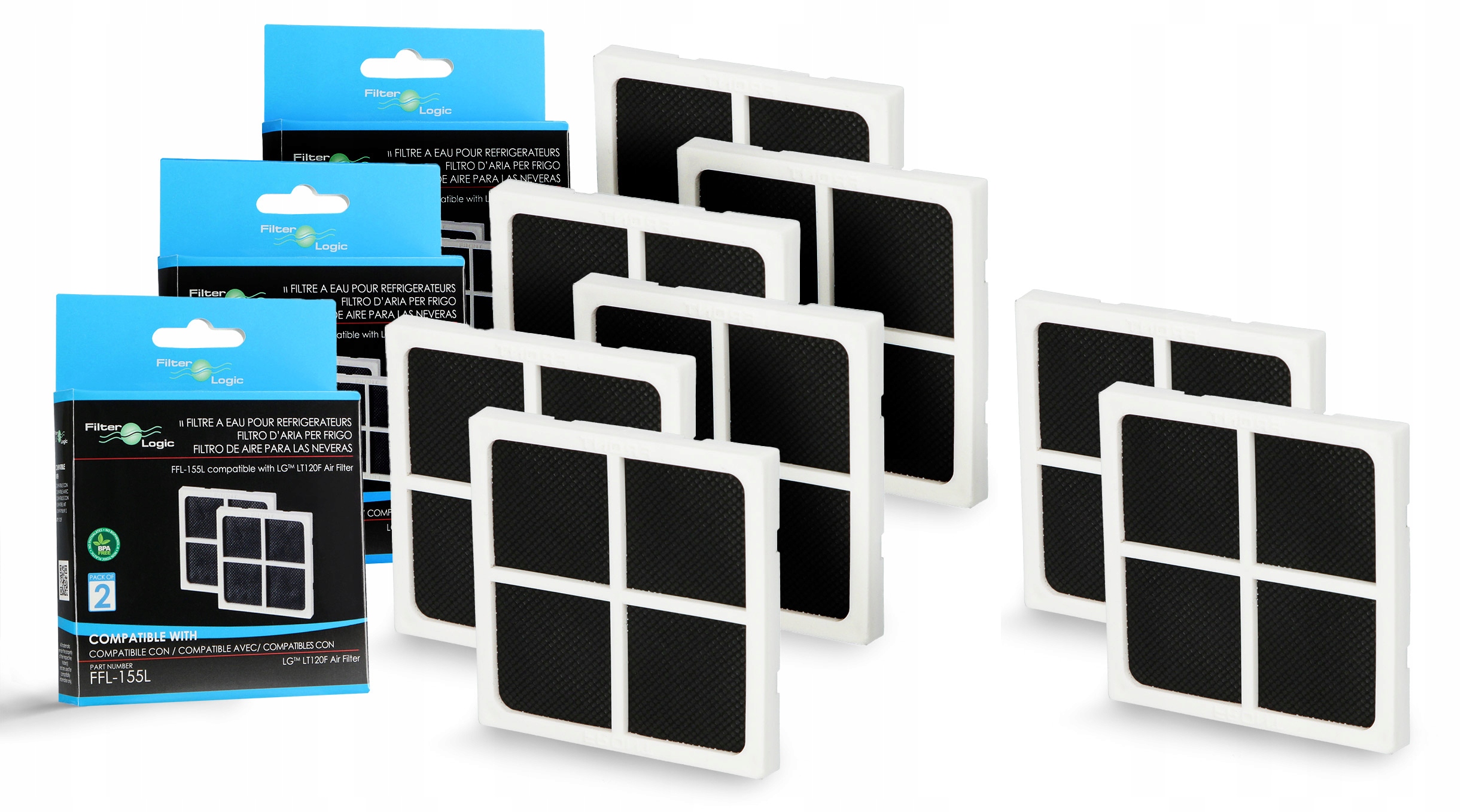 Filtr wkład powietrza do lodówki FilterLogic FFL-155L zestaw 8 szt.