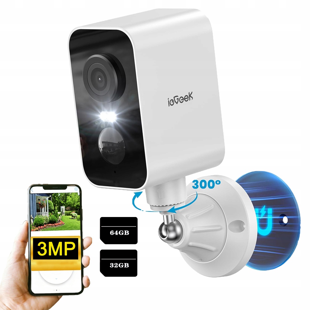 2K Venkovní Kamera WiFi 300 horizontální otáčení kamera magnetická montáž