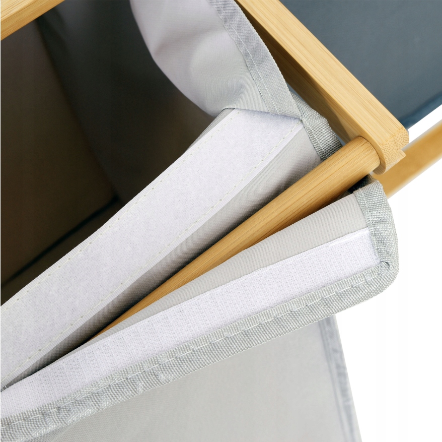 KOSZ NA PRANIE BAMBUSOWY PODWÓJNY 80L REGAŁ LOFT Premium KOSZ WOLNOSTOJĄCY Wysokość mebla 67 cm