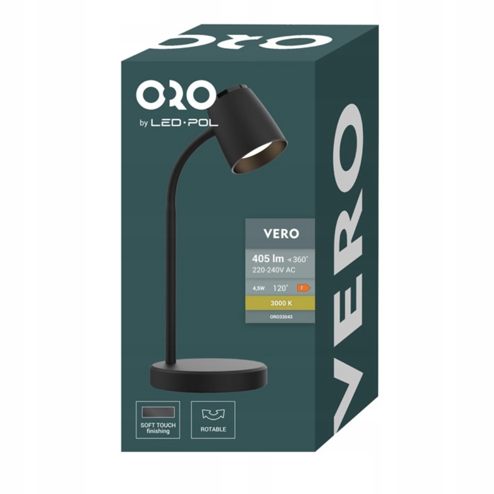 LAMPKA BIURKOWA LED nocna biurko szkolna CZARNA Kolekcja VERO