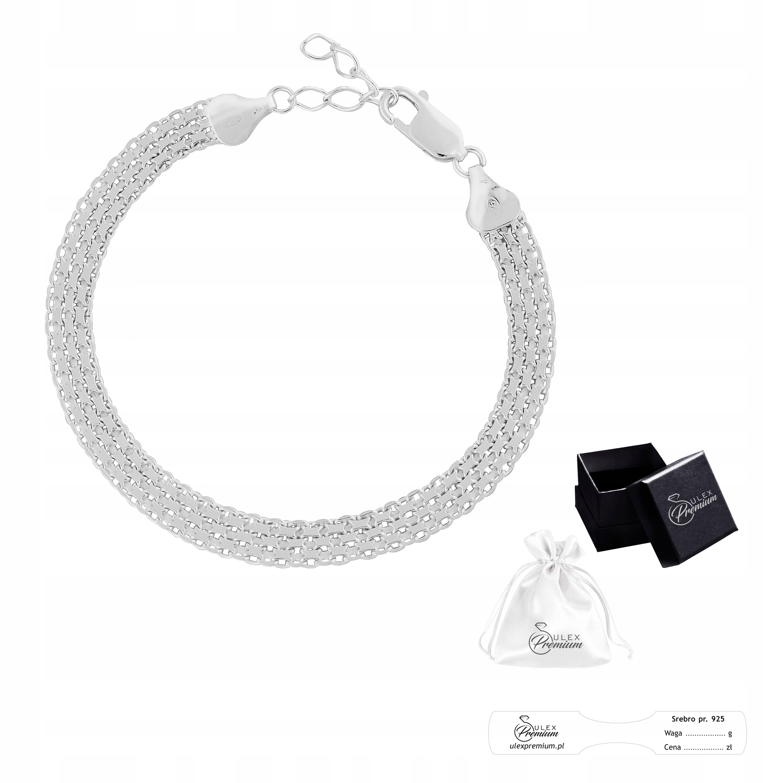 Náramek Bismarck stříbrný ryzost 925, nastavitelný, Elegantní Bismark