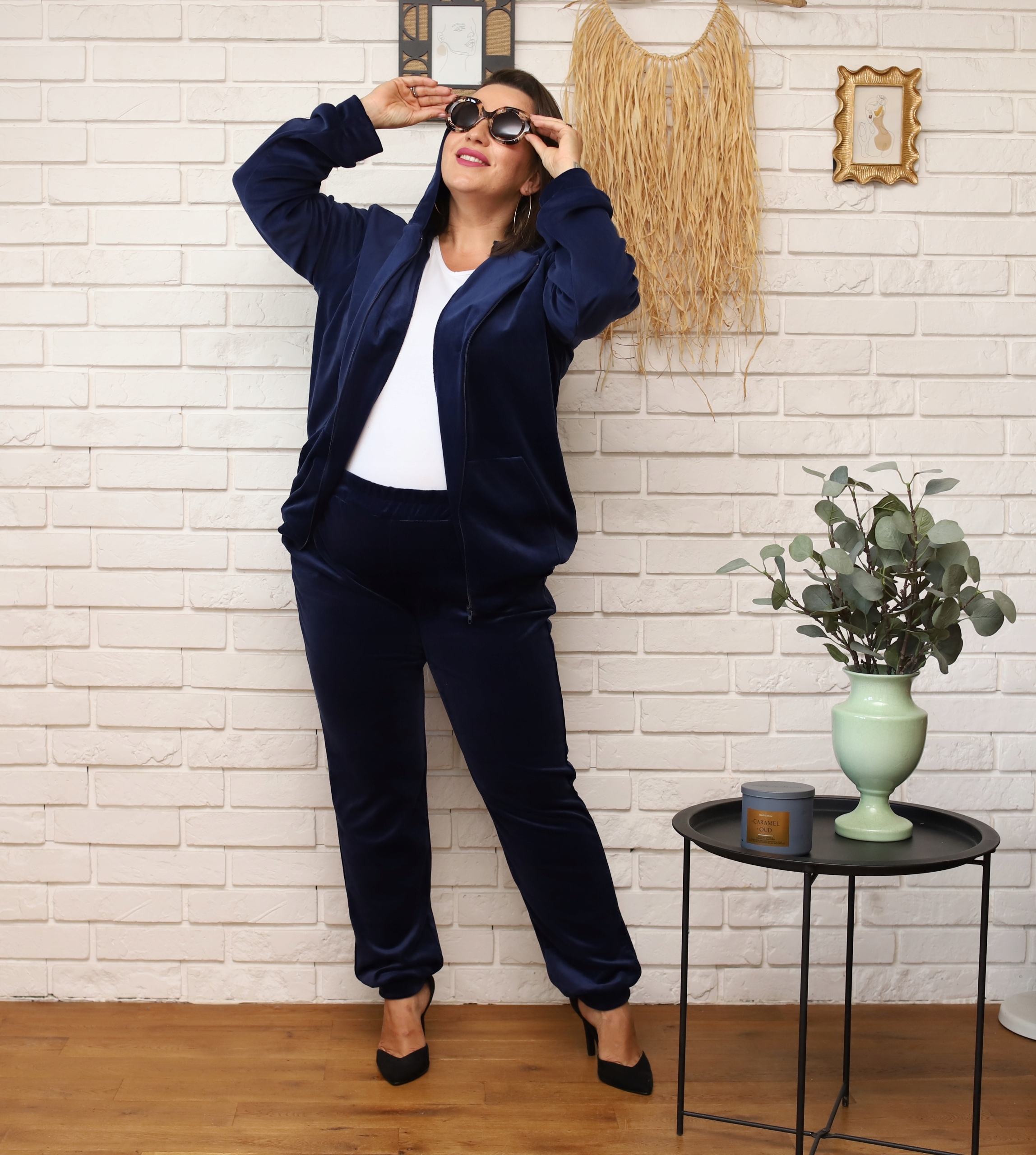 WELUROWY ROZPINANY KOMPLET DRESOWY PLUS SIZE 3XL Rozmiar 3XL