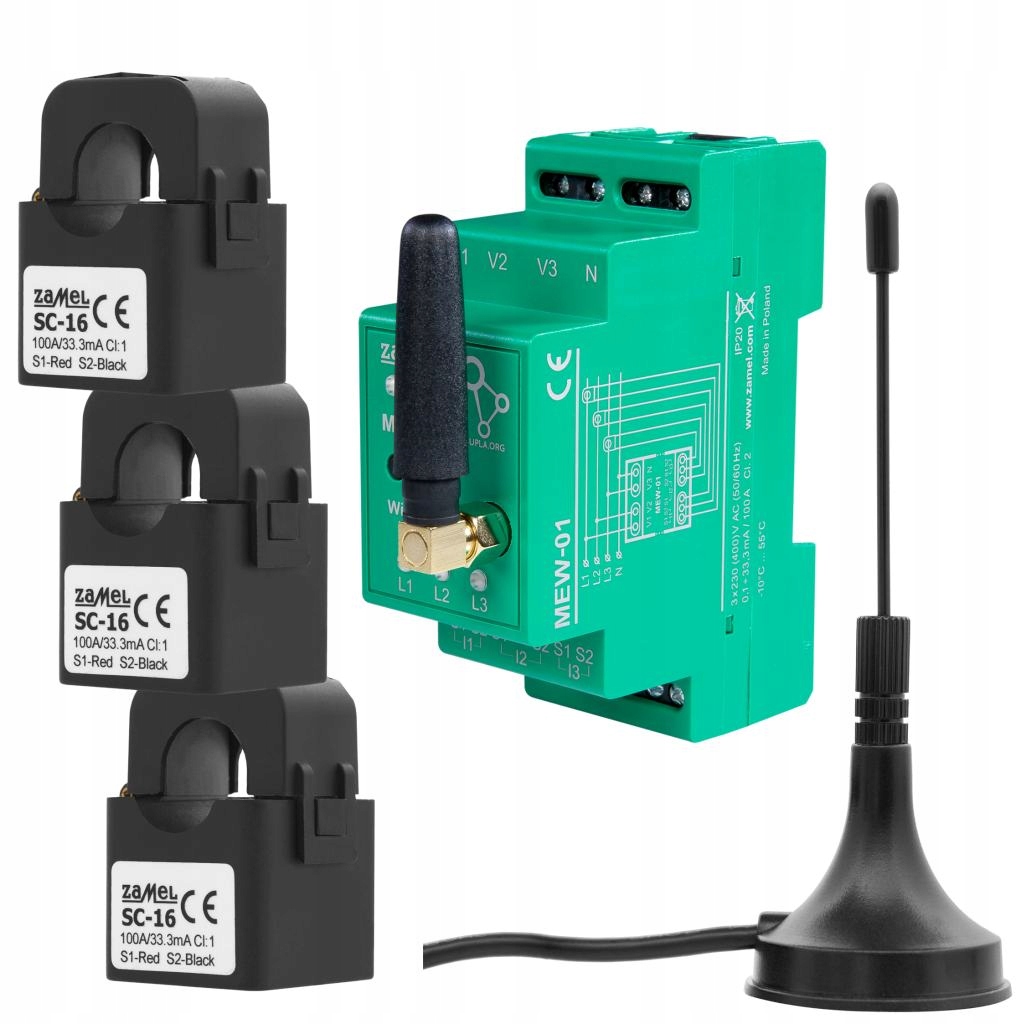 Monitor energii elektrycznej WiFi 3F+N z anteną ze Stan opakowania oryginalne