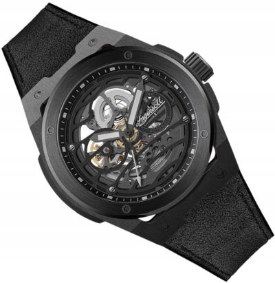 Pánské Hodinky Ingersoll I15201 The Springfield Černý Automatický Skeleton