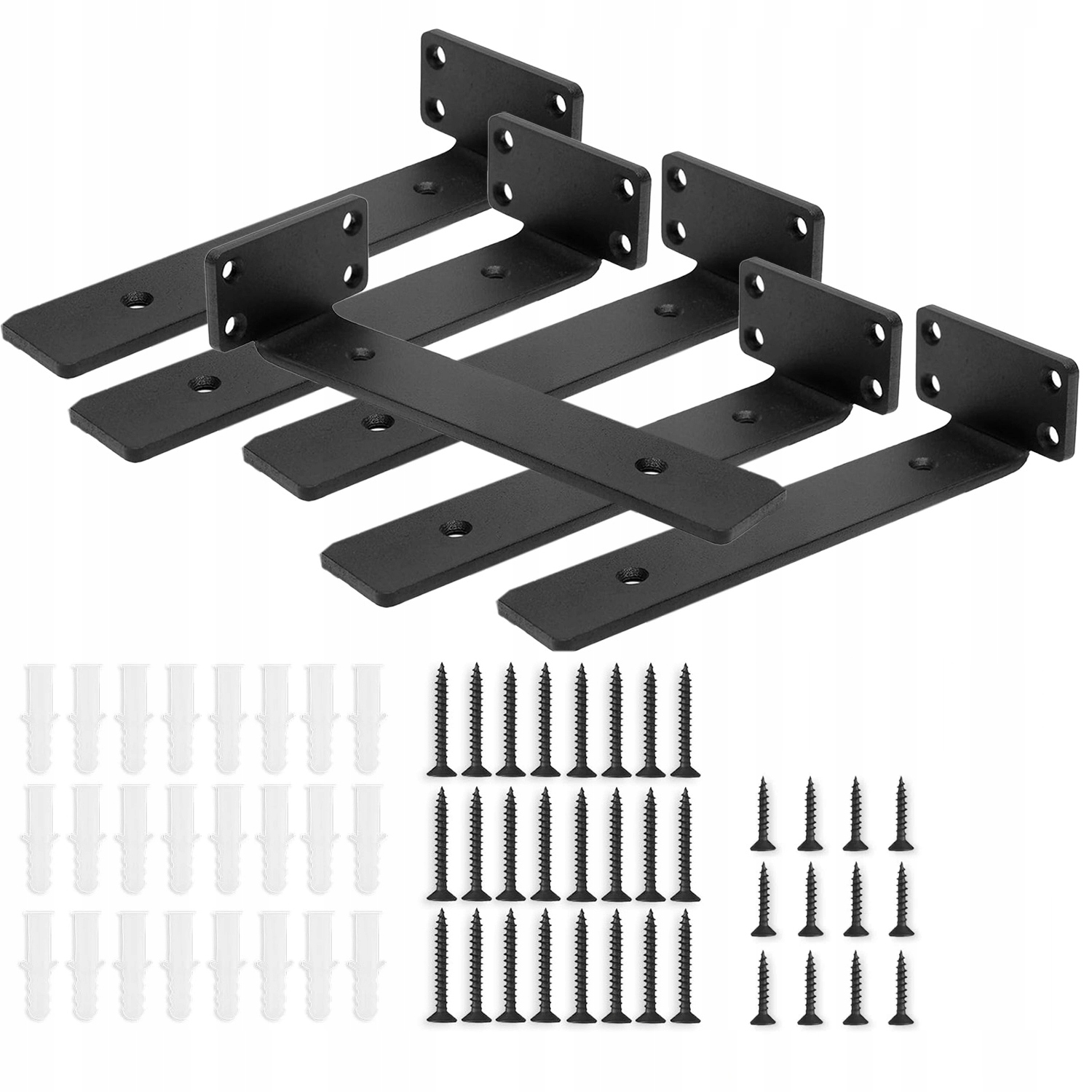 Držák typ L, držák dřevěné police, podpěra, loft, černý, 20 cm 6 Ks