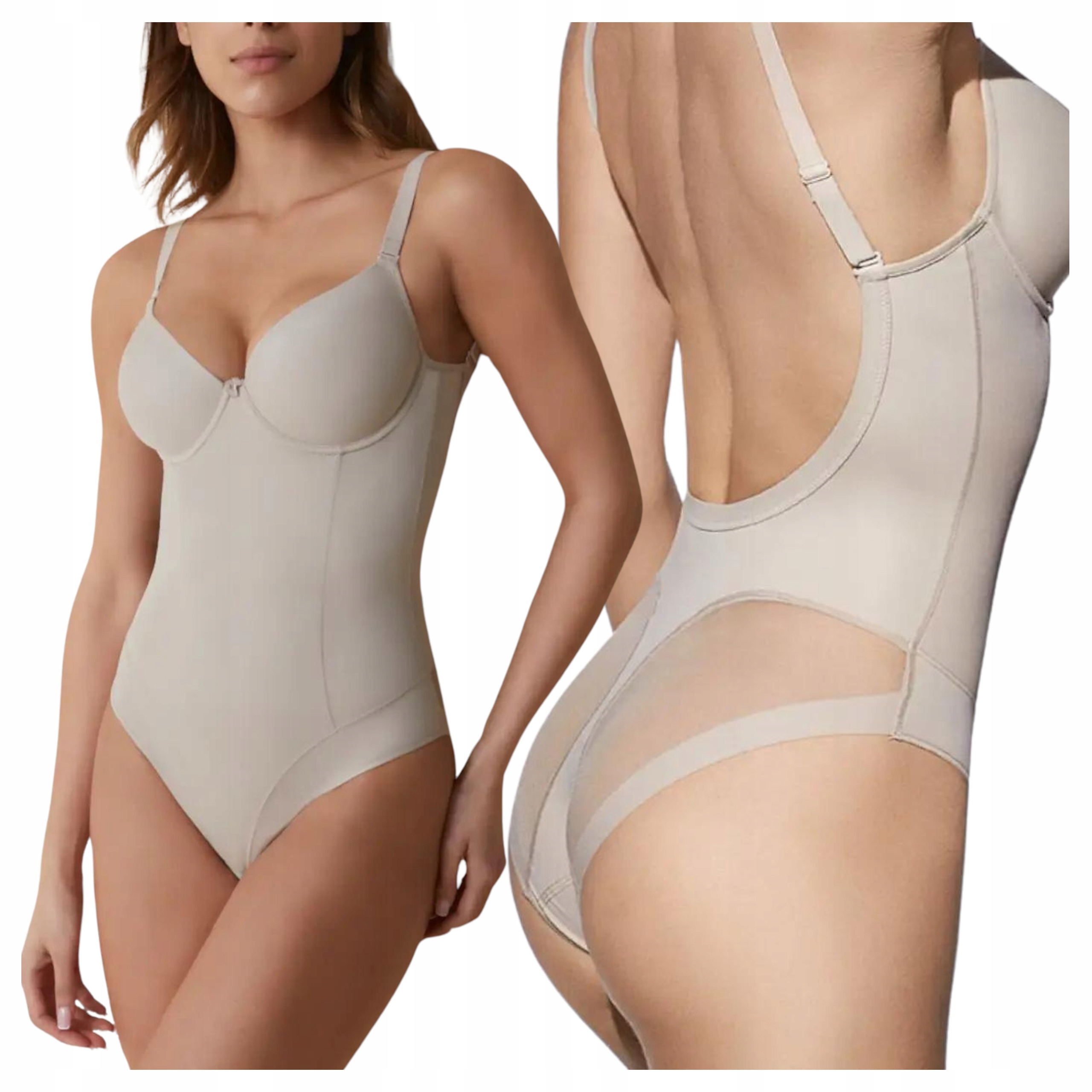 Body Modelujące Wyszczuplające Gładkie Odkryte Plecy 75C Giorgia Tierra Beż