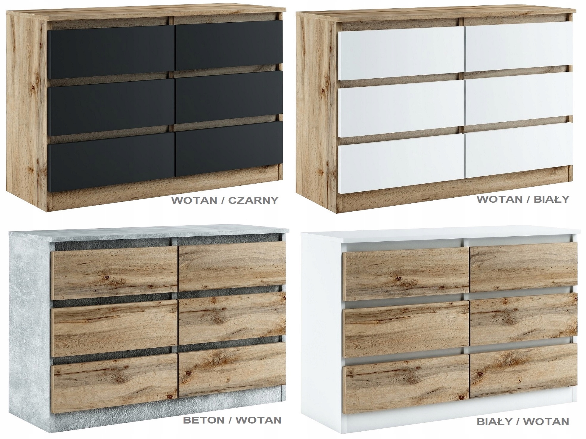 015-079 KOMODA B6s/100cm - BETON Głębokość mebla 35 cm