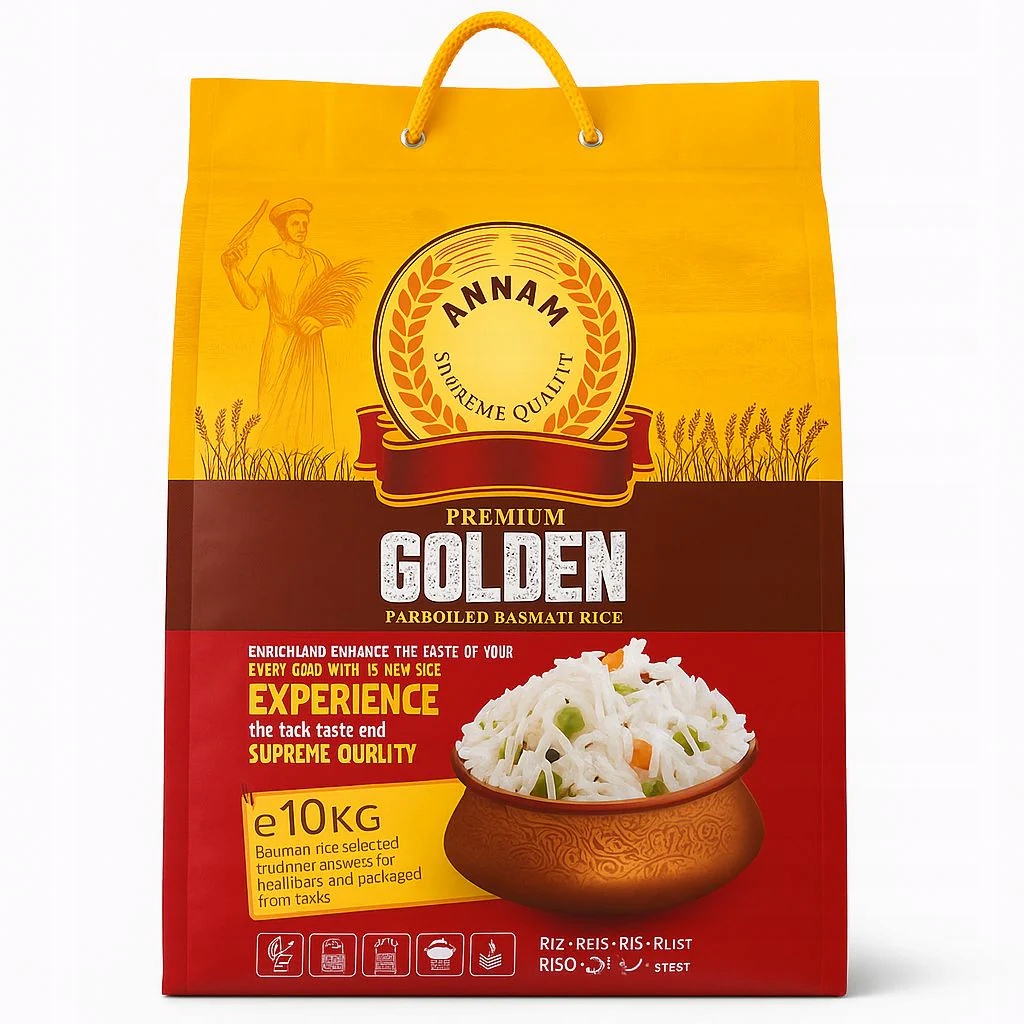 Rýže basmati Annam Premium Golden 10 kg – zlatá extra dlouhá sypká rýže