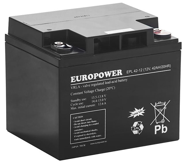 AKUMULATOR BATERIA AGM PRZEMYSŁOWY EUROPOWER EPL EPL42 12V 42Ah EPL42-12