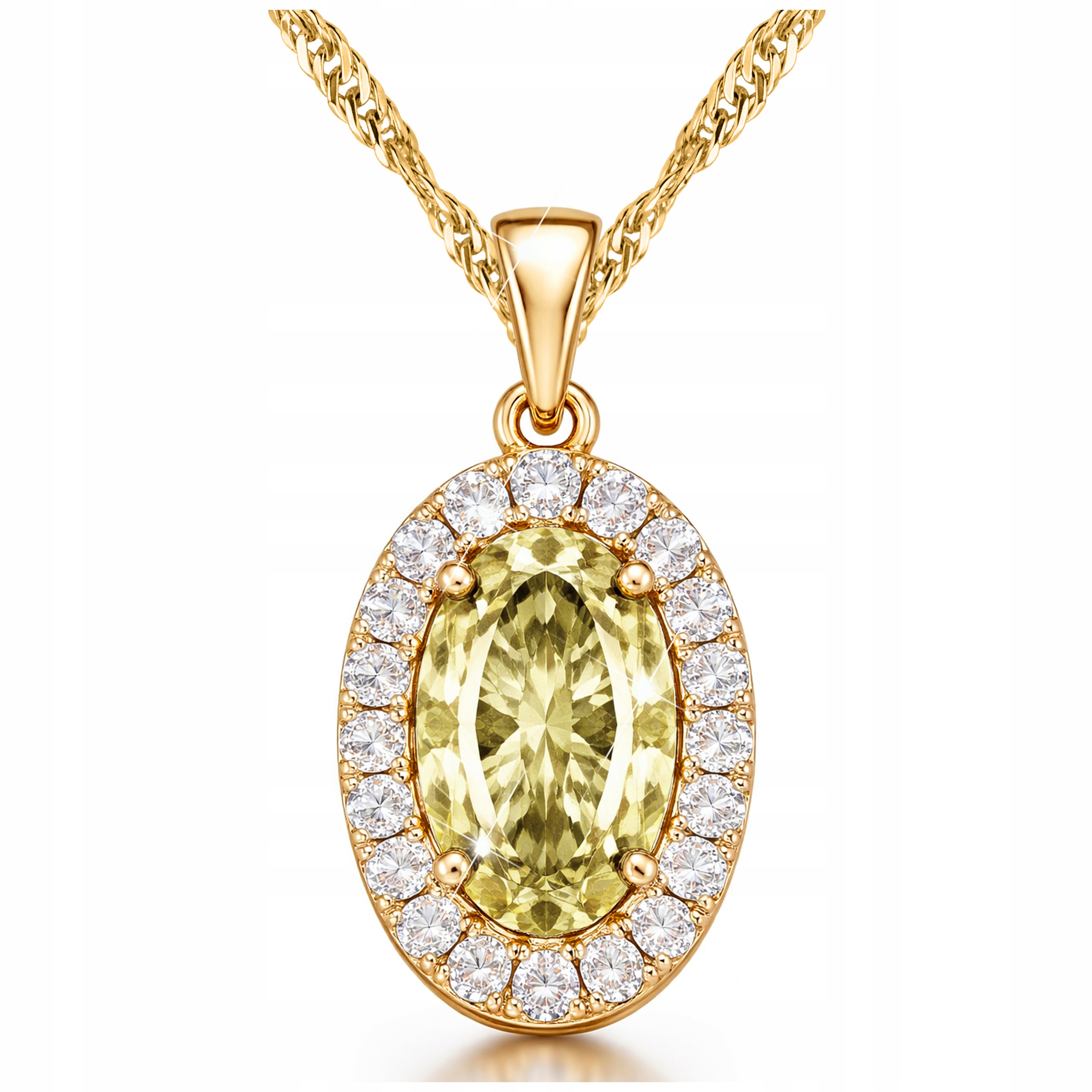 Zlatý náhrdelník s barevným krystalem Přívěsek se zirkony Stříbro 925