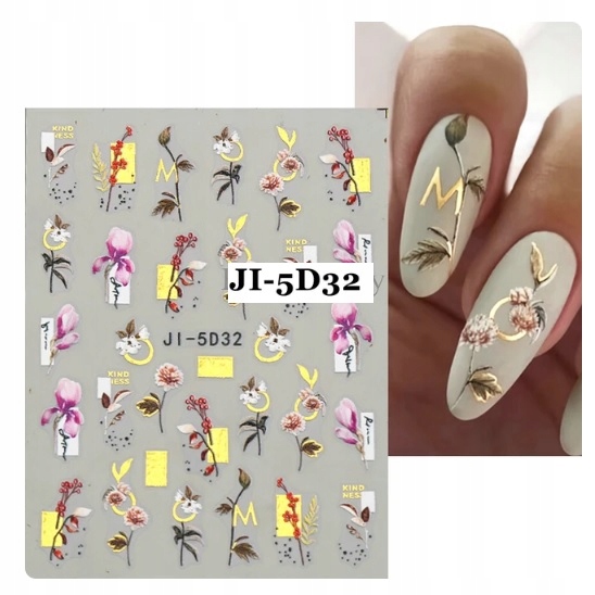 NAKLEJKI NA PAZNOKCIE SAMOPRZYLEPNE KWIATY 5D