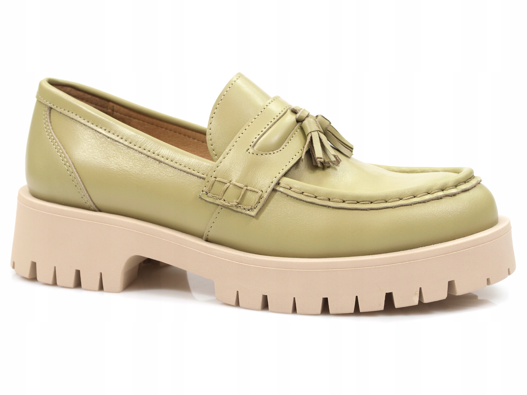 

półbuty Nessi skórzane na platformie damskie buty