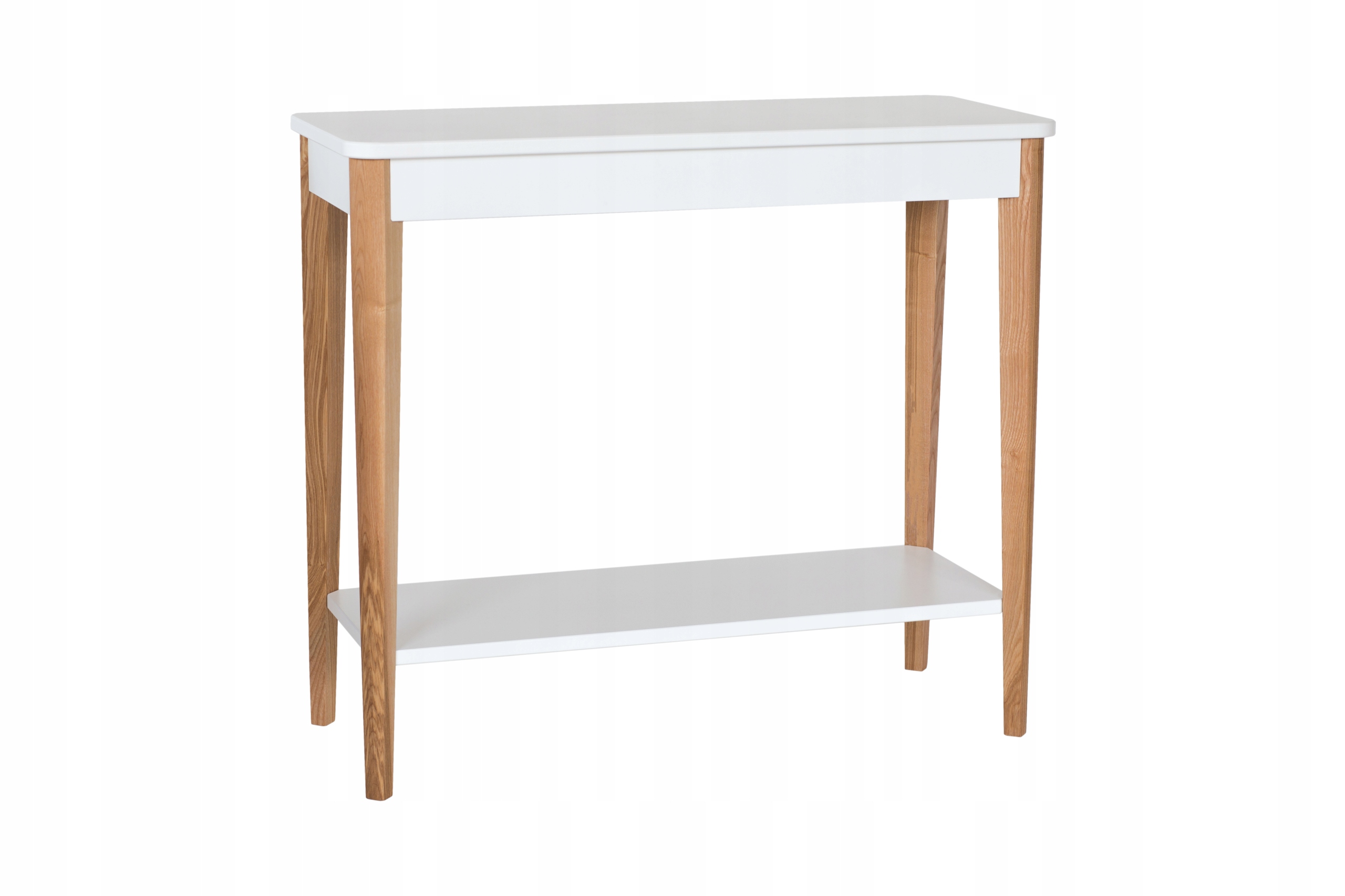 Nowoczesna Konsola z Drewna Jesionowego i MDF 85x35x74 cm Biała