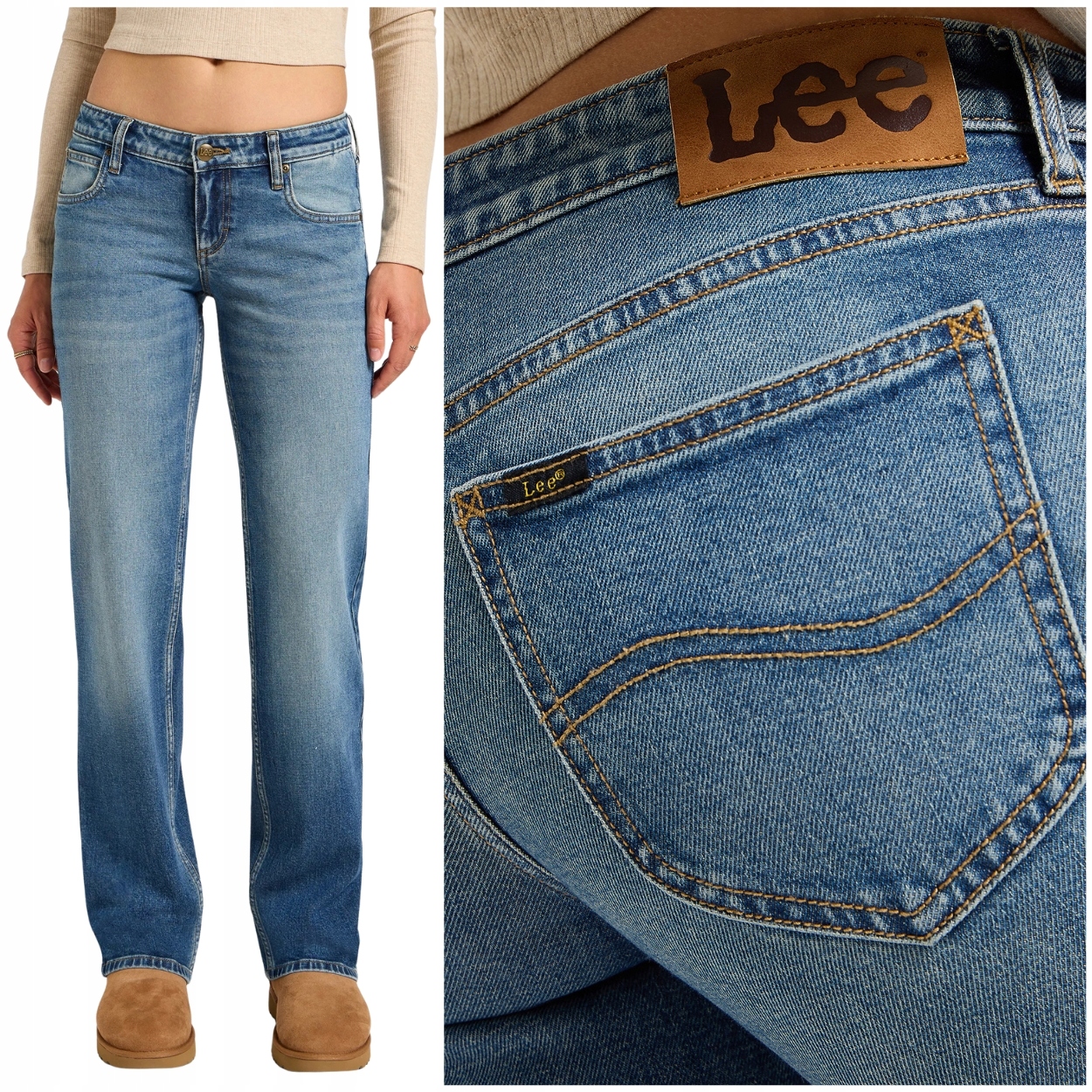 Lee Zoe Petal Blue nízké volné jednoduché dámské džínové kalhoty W28 L31