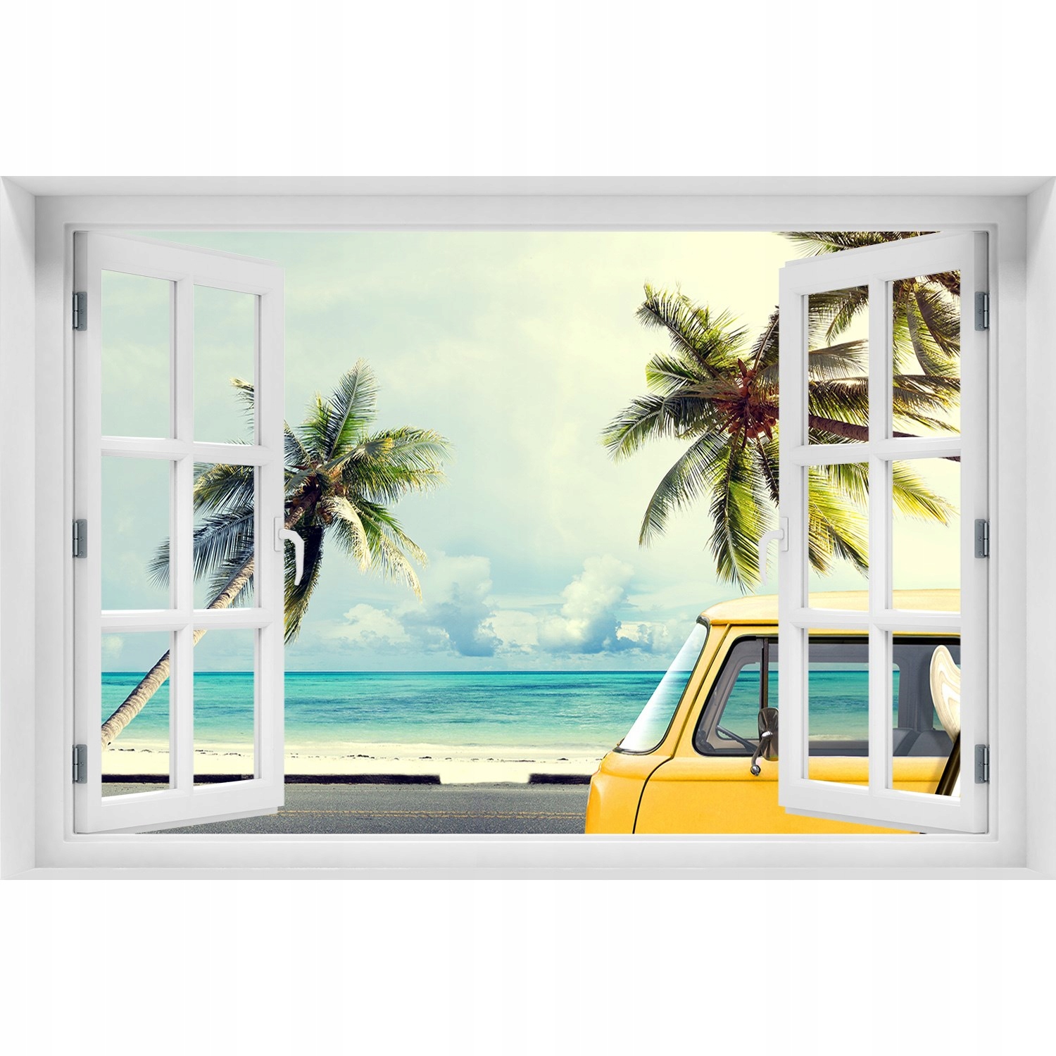 

Okno 3D Naklejka na ścianę Furgonetka plaża 120x80