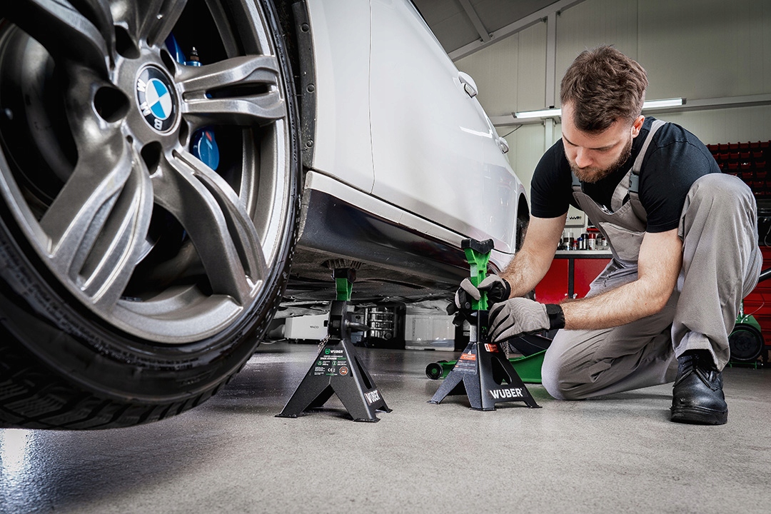 KOBYŁKI WARSZTATOWE SAMOCHODOWE PODSTAWKI PODPORY MOCNE 2 SZTUKI 3T + GUMA Marka Wuber