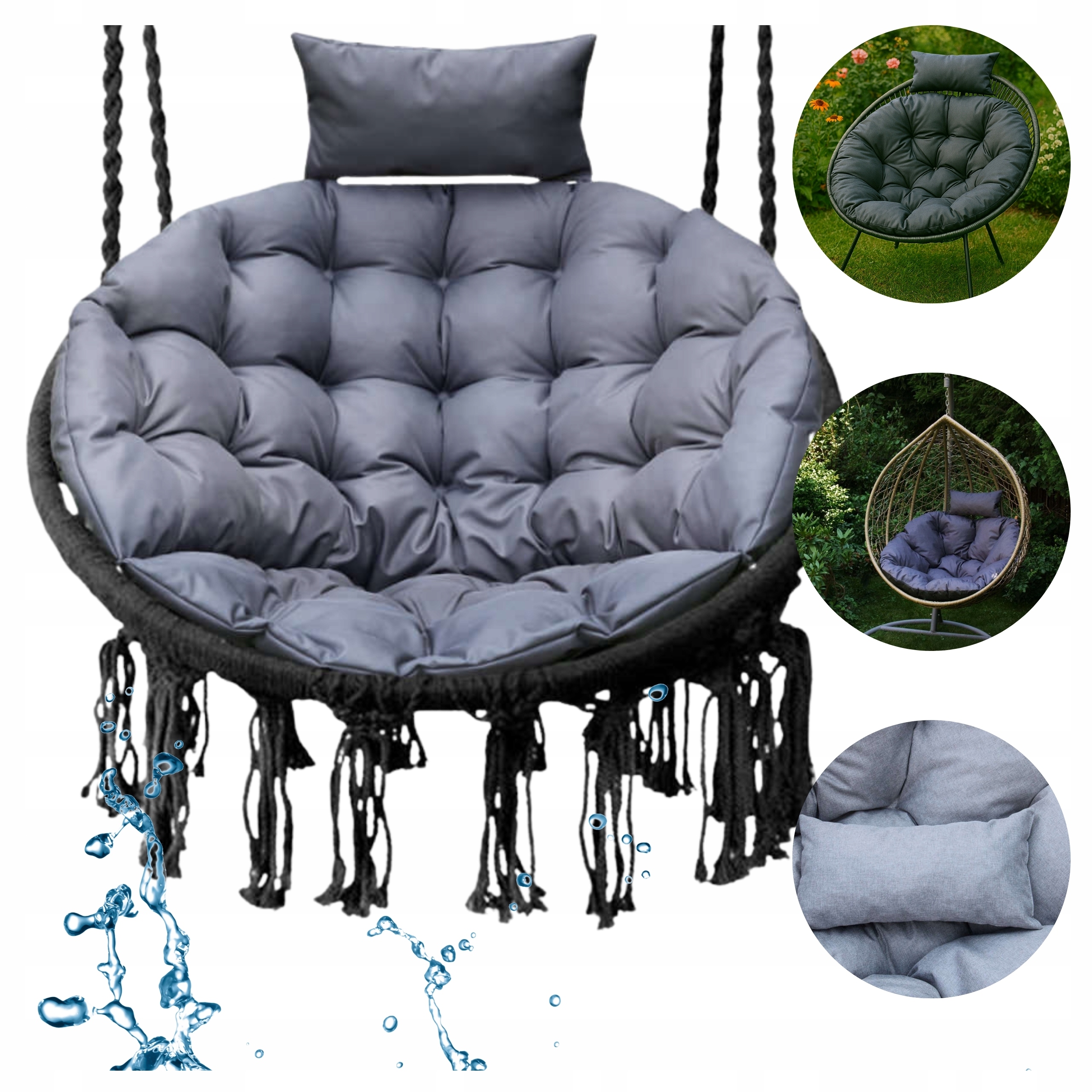 Polštář na houpačku závěsné křeslo provázkové Kokon zahradní Voděodolný Bonus
