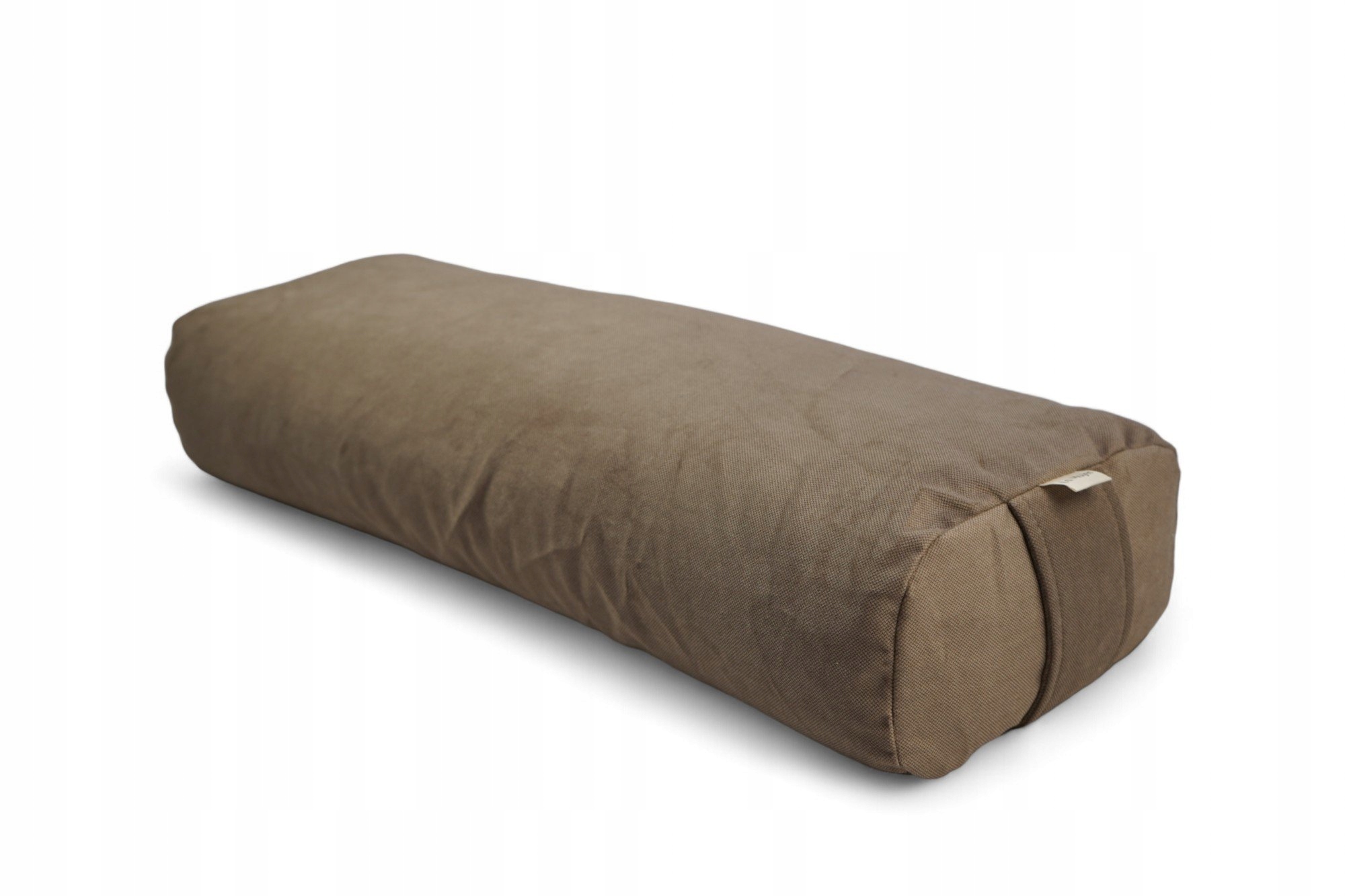 Plochý váleček na jógu bolster s pohankovou slupkou, hnědý, velurový, latte