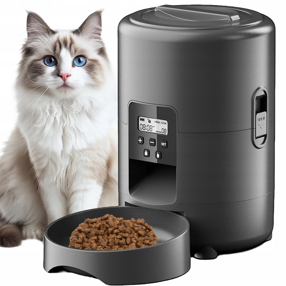 Levně Automatický Dávkovač Krmiva Pro Psa Kočku S LCD Obrazovkou, Černý, 2 L