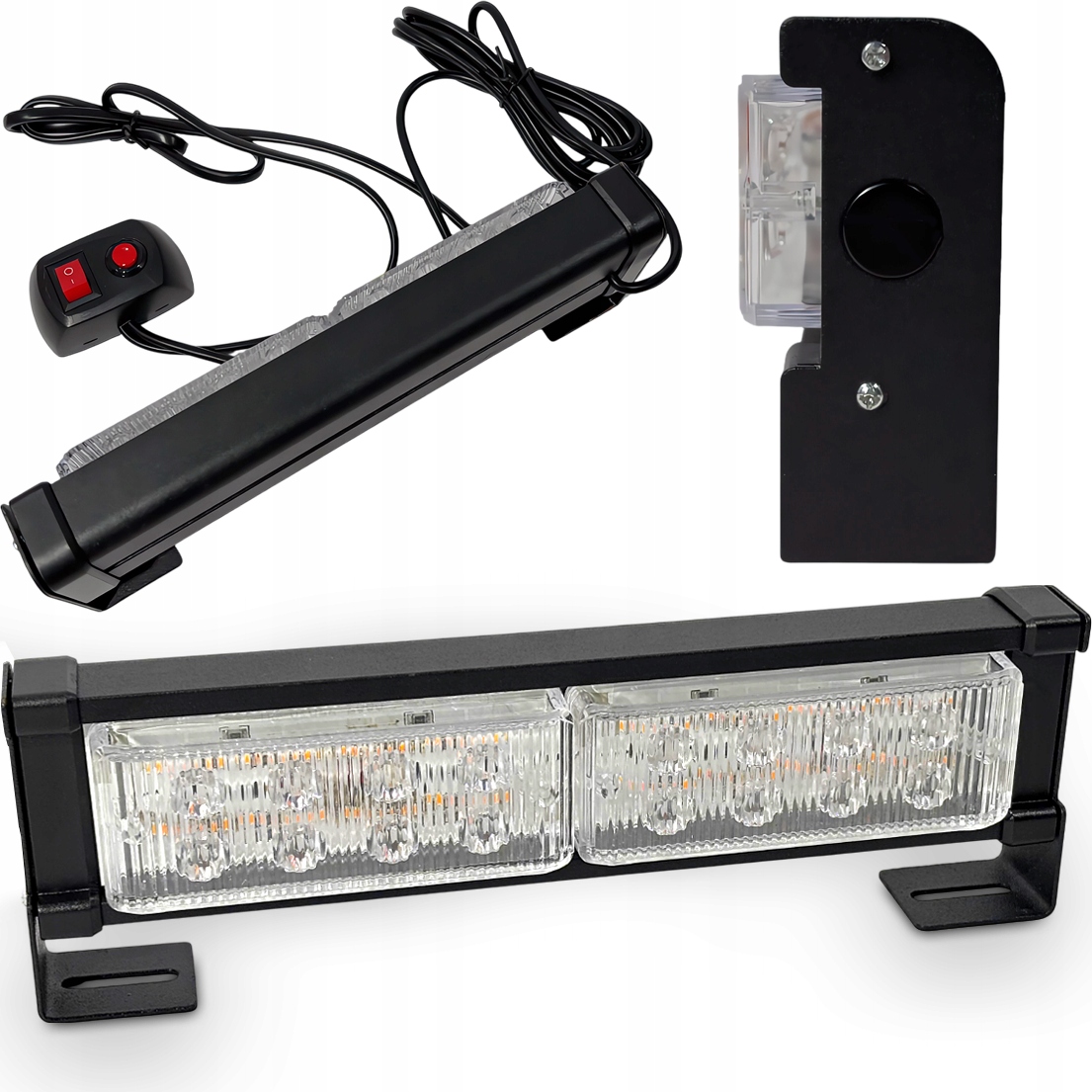 Výstražná lampa Stroboskop 16 Led 12V Oranžová Pomoc Autopřepravník Dálkové ovládání