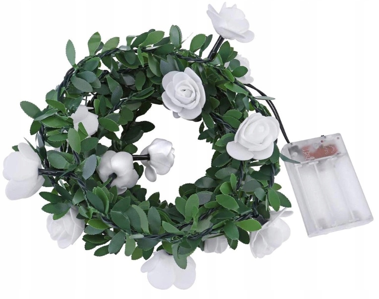 

Girlanda Led różyczki z bukszpanem świecące 20LED