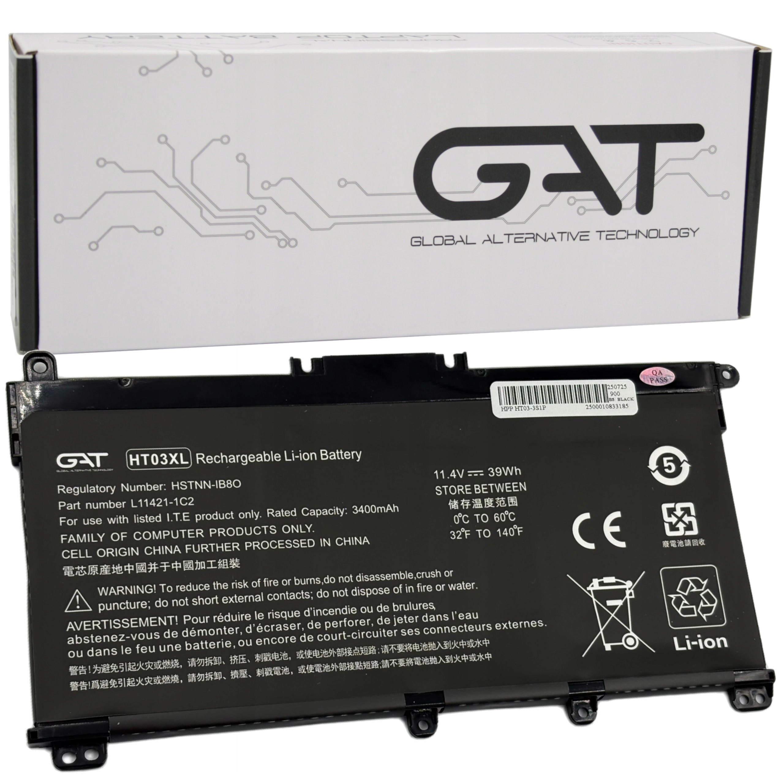 Bateria HT03XL Do Hp 250 G7 250 G8 255 G7 L11421-1C2 Hp 14 15 17 HSTNN-IB8O