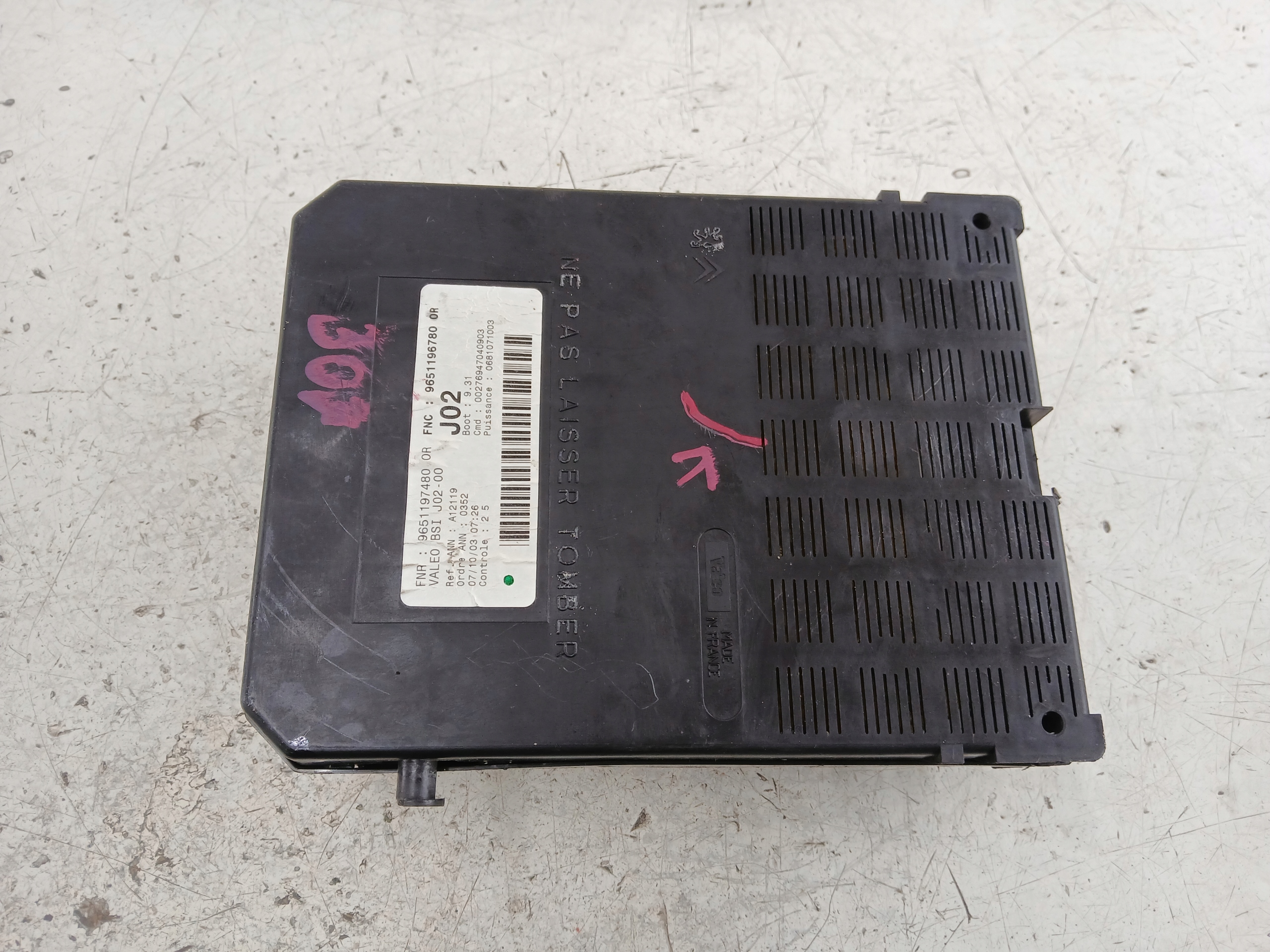 PEUGEOT 307 Module fusibles 9651196780