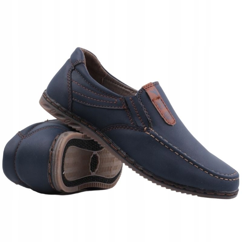 GRANATOWE MOKASYNY CHŁOPIĘCE WSUWANE PÓŁBUTY DZIECIĘCE ELEGANCKIE WYGODNE Marka Inna marka