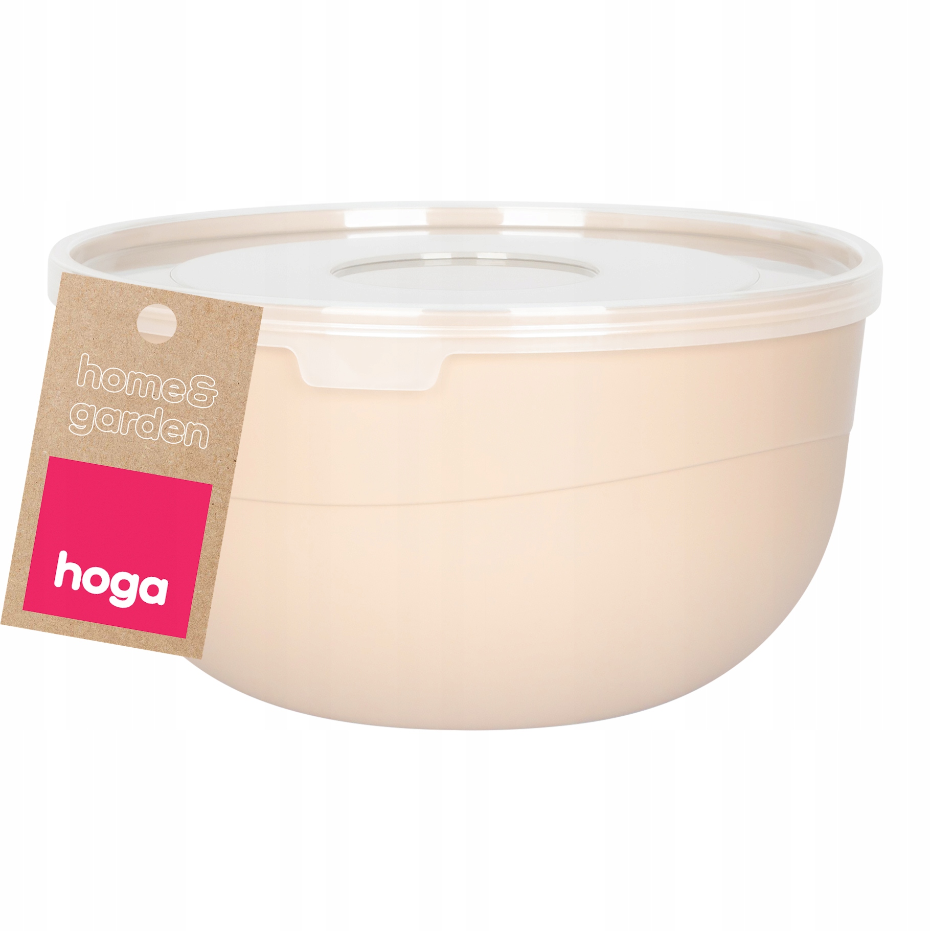 MISECZKA MISKA KUCHENNA PLASTIKOWA DO ŻYWNOŚCI Z POKRYWKĄ 1,2L 16CM BEŻOWA