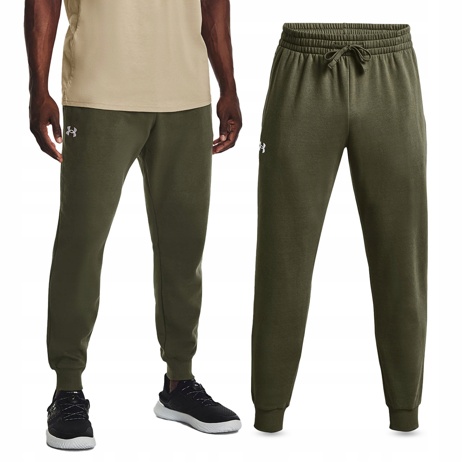 Under Armour pánské jogger tepláky Rival Fleece zelené