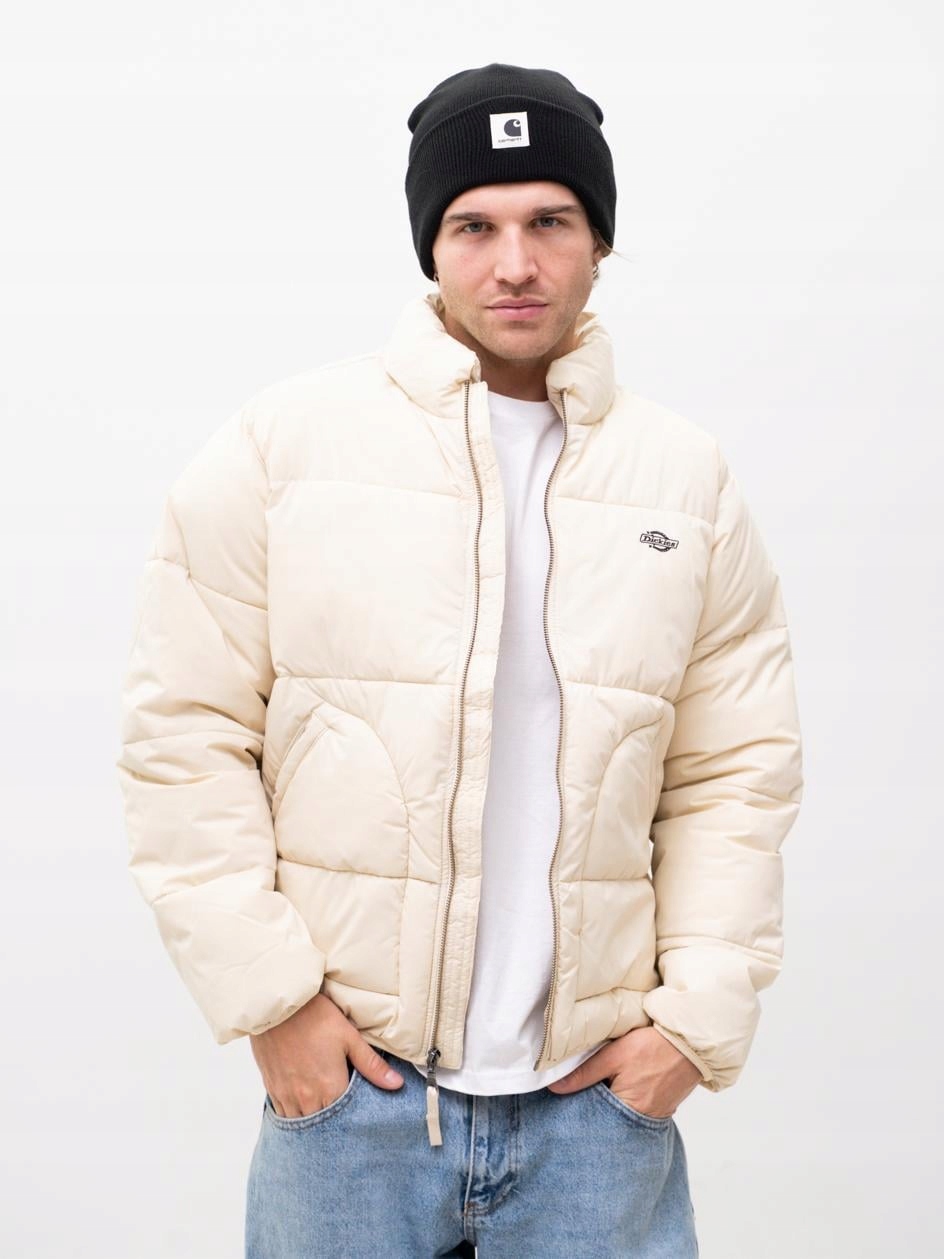 Péřová Zimní Bunda Pánská Prošívaná Světle Béžová Bez Kapuce Dickies XL
