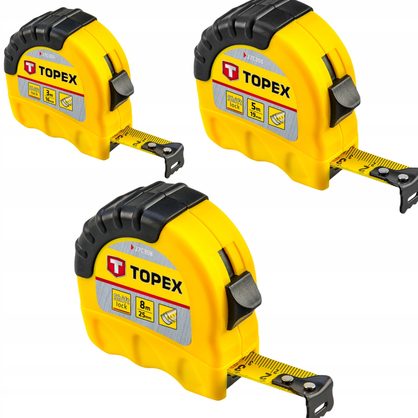 

Zestaw 3 X Miara Zwijana Metrówka 3, 5, 8 M Topex