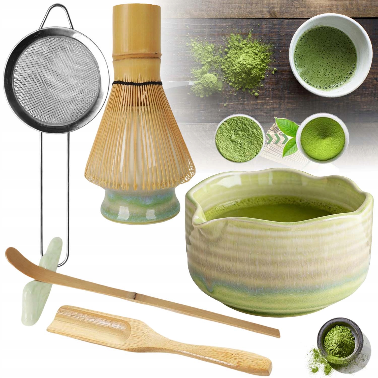 Zestaw Prezentowy Do Herbaty Matcha Zestaw Mioteł Matcha Z Trzepaczką 7EL