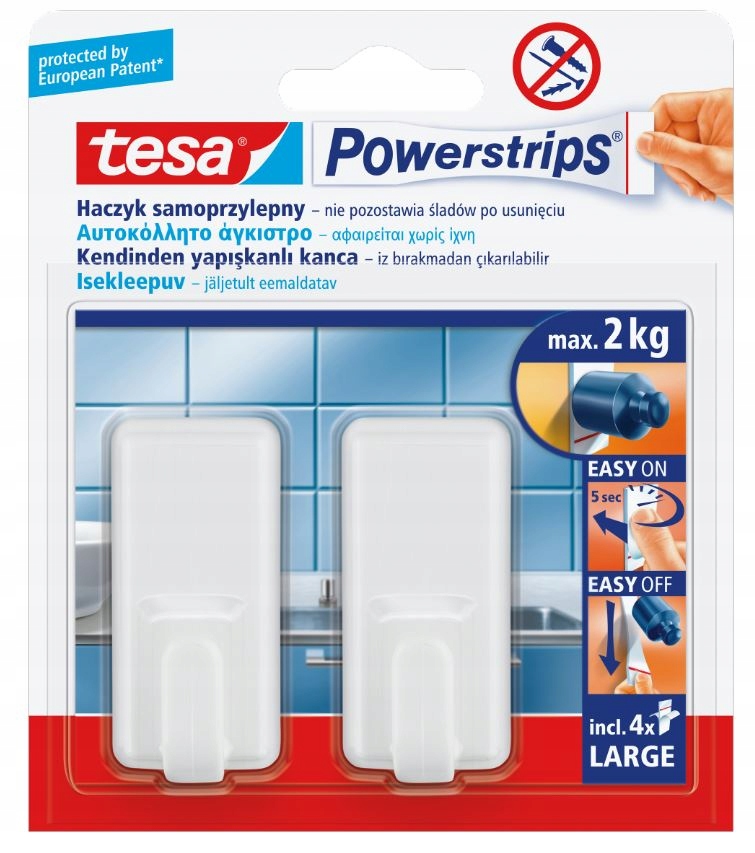 

Tesa 58010-00130-01 Haczyk klasyczny biel 2szt 2kg