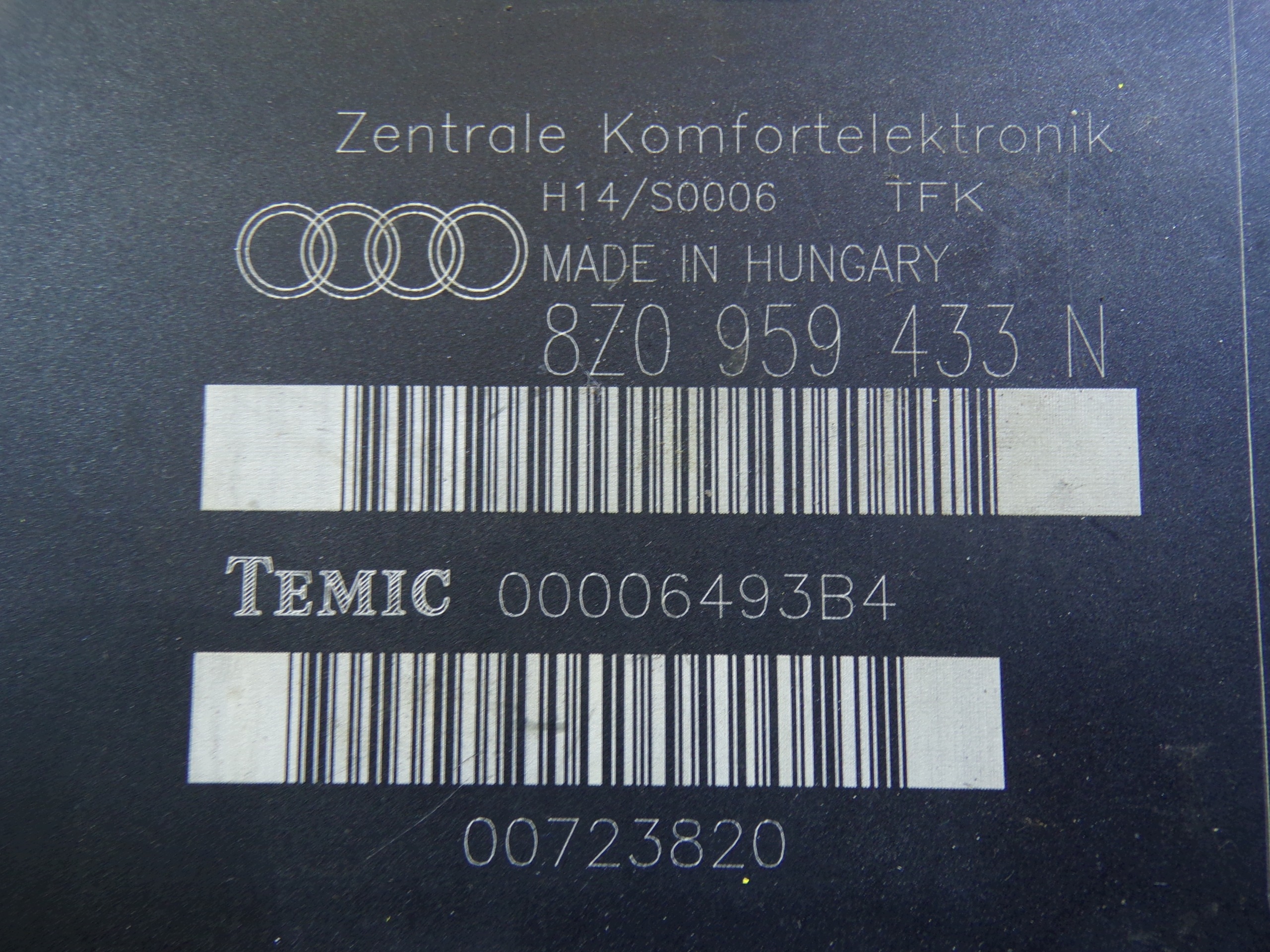 comfort control unit AUDI A2 8Z0959433N