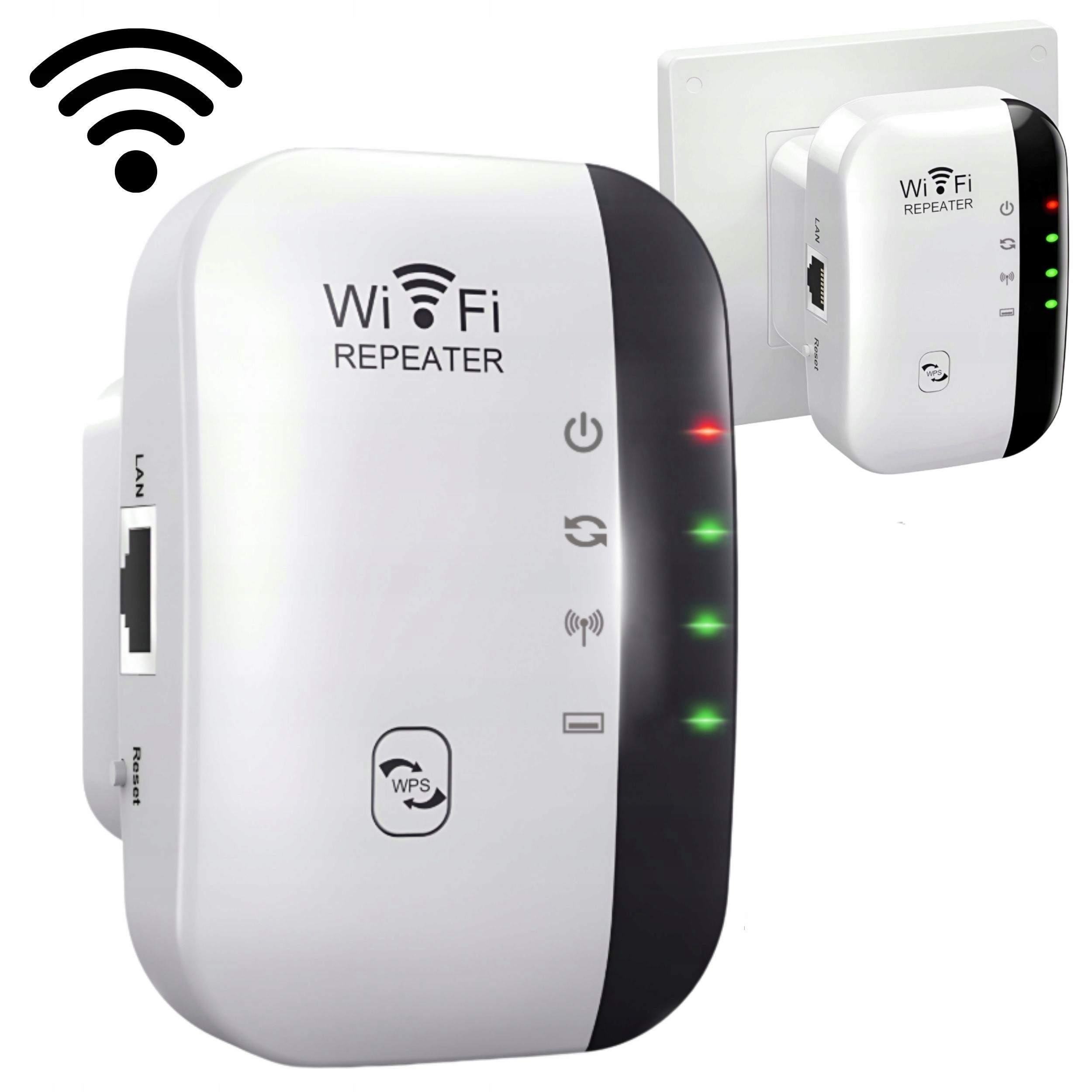 WZMACNIACZ SYGNAŁU Wi-Fi MOCNY REPEATER 300MB/S 2 TRYBY FUNKCJA WPS
