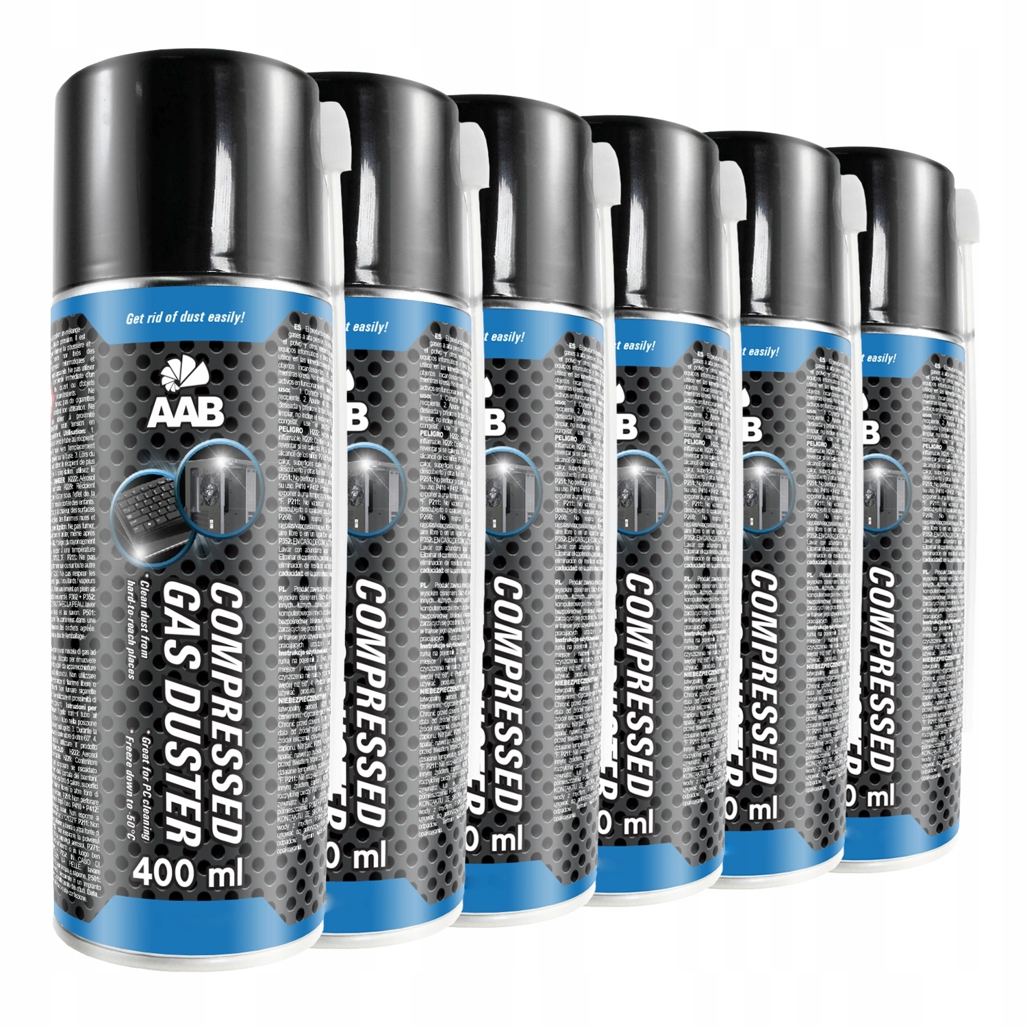 6x AABCOOLING SPRĘŻONE POWIETRZE 400ml + 12x RURKA CZYSZCZENIE TELEFONU