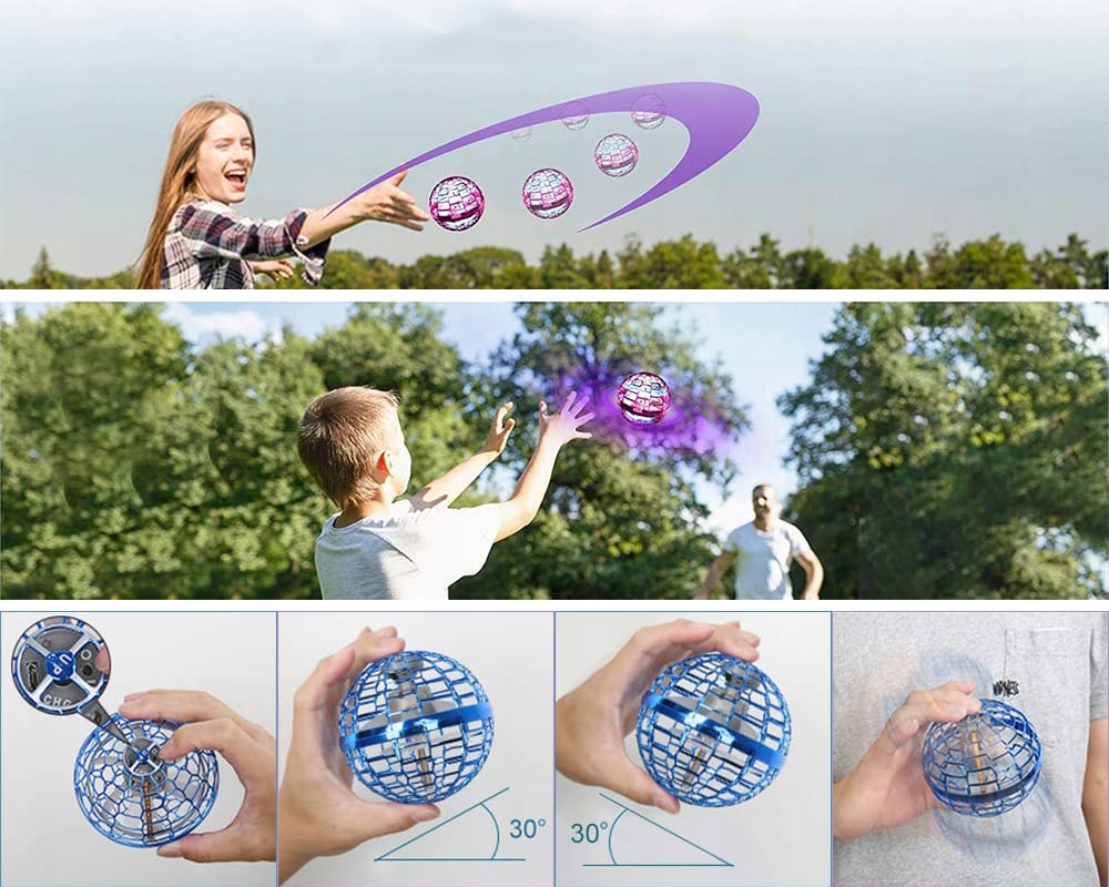 LATAJĄCA KULA BOOMERANG SPINNER FIDGET SPINNER LED Kolor dominujący odcienie niebieskiego