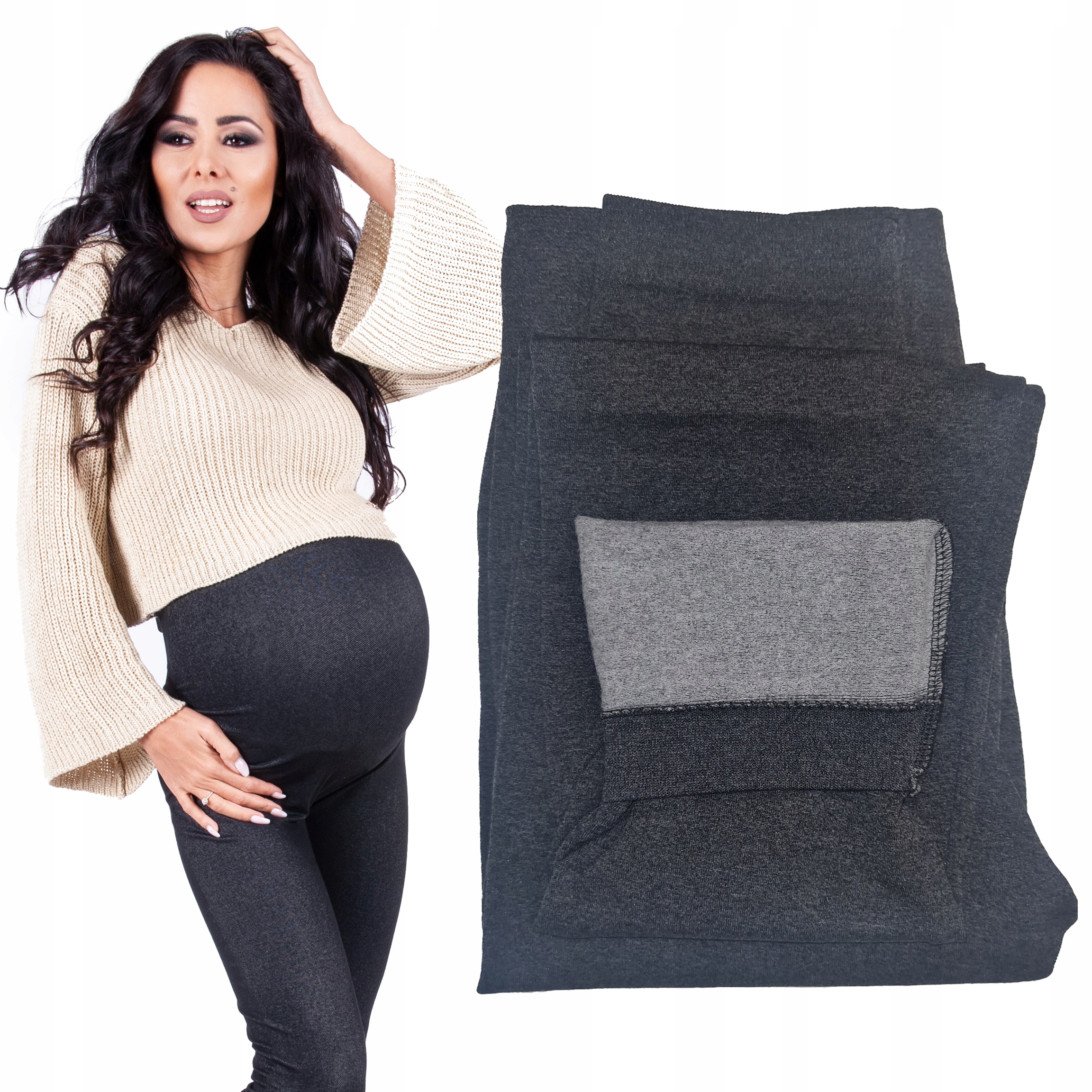 

Legginsy Ciążowe Bamboo grube Ocieplane Polarem