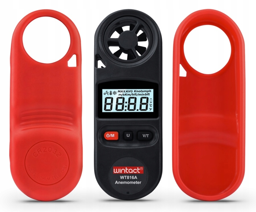 ANEMOMETR WIATROMIERZ POMIAR WIATRU TEMPERATURY WODOODPORNY PYŁOODPORNY LCD Model WT816A