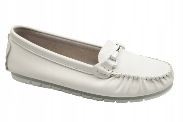 Polobotky Dámské mokasíny LR51-547 41 Bílé Měkké Kožené Dobrá cena