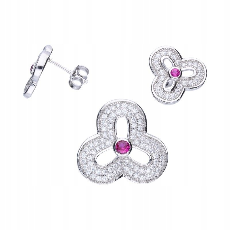 Stříbrný komplet pro ni 925, tvar květin v růžové a bílé barvě