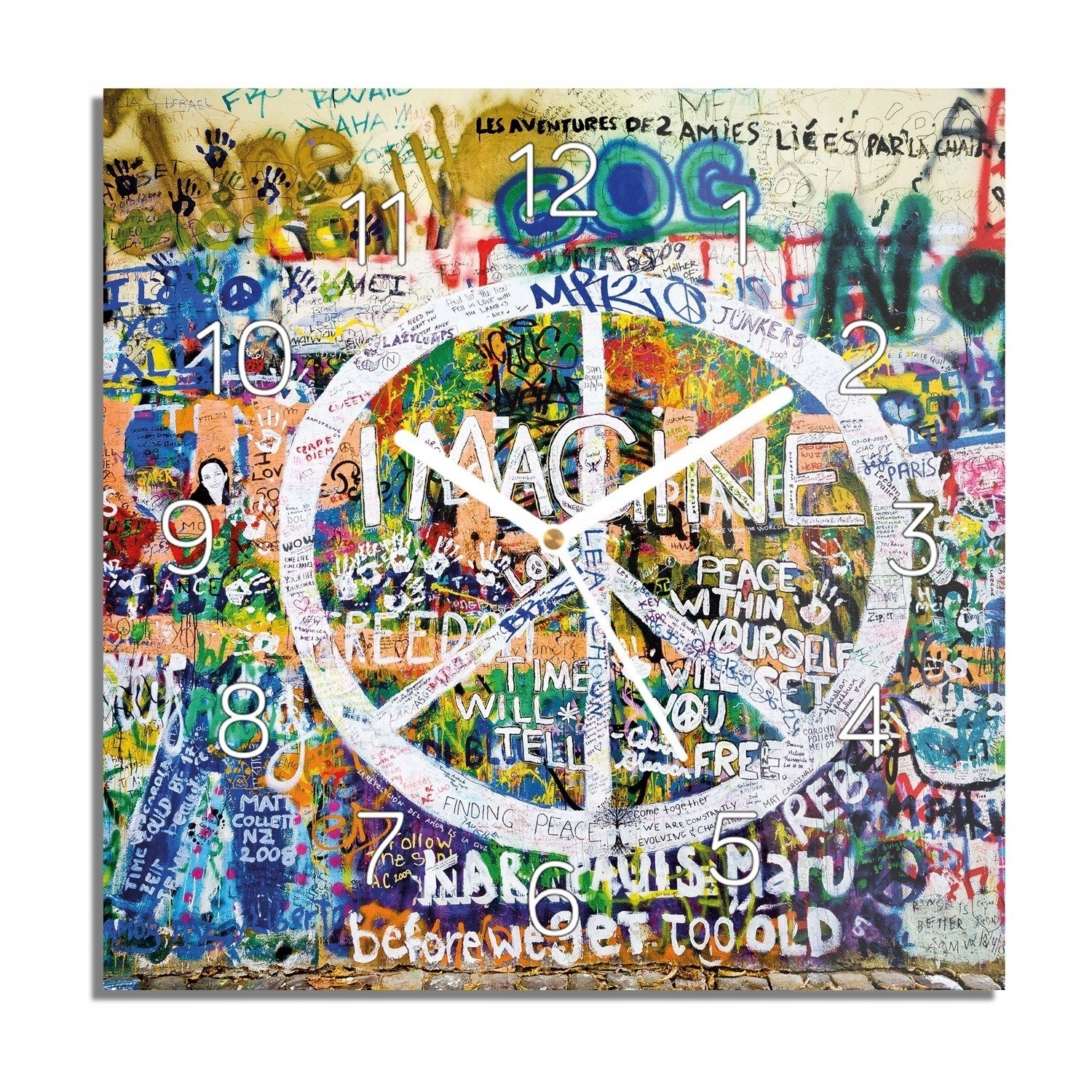 

Napisy graffiti zegar na szkle do jadalni 30x30