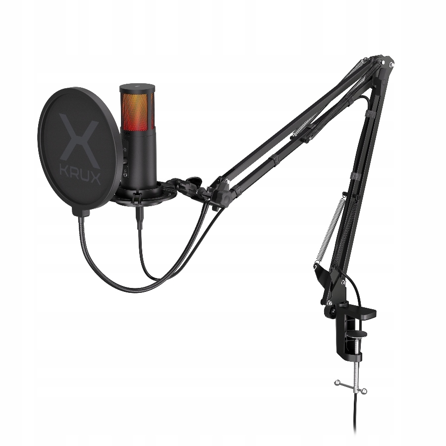Usb mikrofon Krux Edis 3000, knoflík Gain, tlačítko Mute, minijack 3,5 mm
