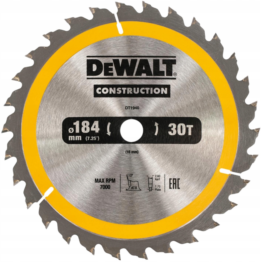 

Dewalt DT1940 Tarcza Do Drewna Piła 184x16mm 30z
