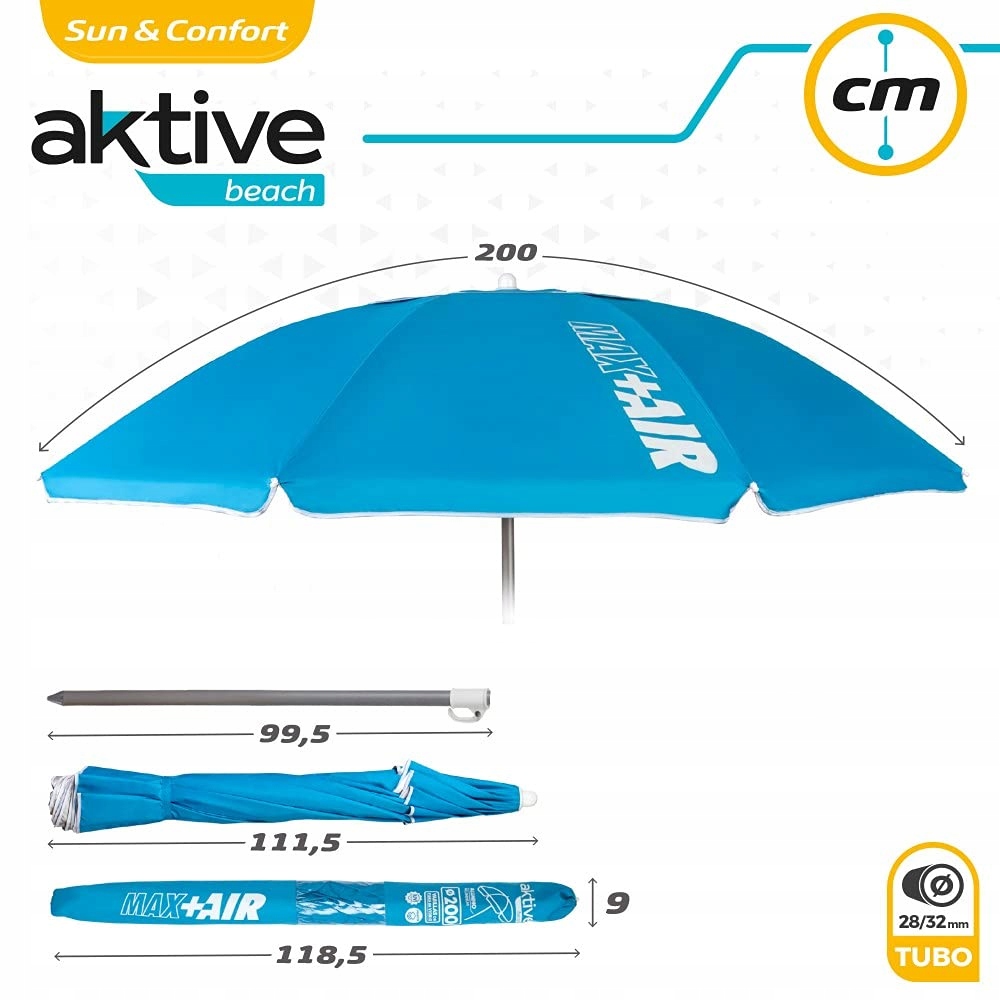 Parasol plażowy Aktive 62215 200 cm odcienie niebieskiego Marka Aktive