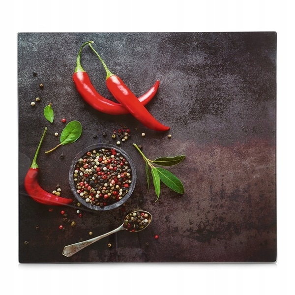 Skleněná řezací deska motiv chilli 56x50cm