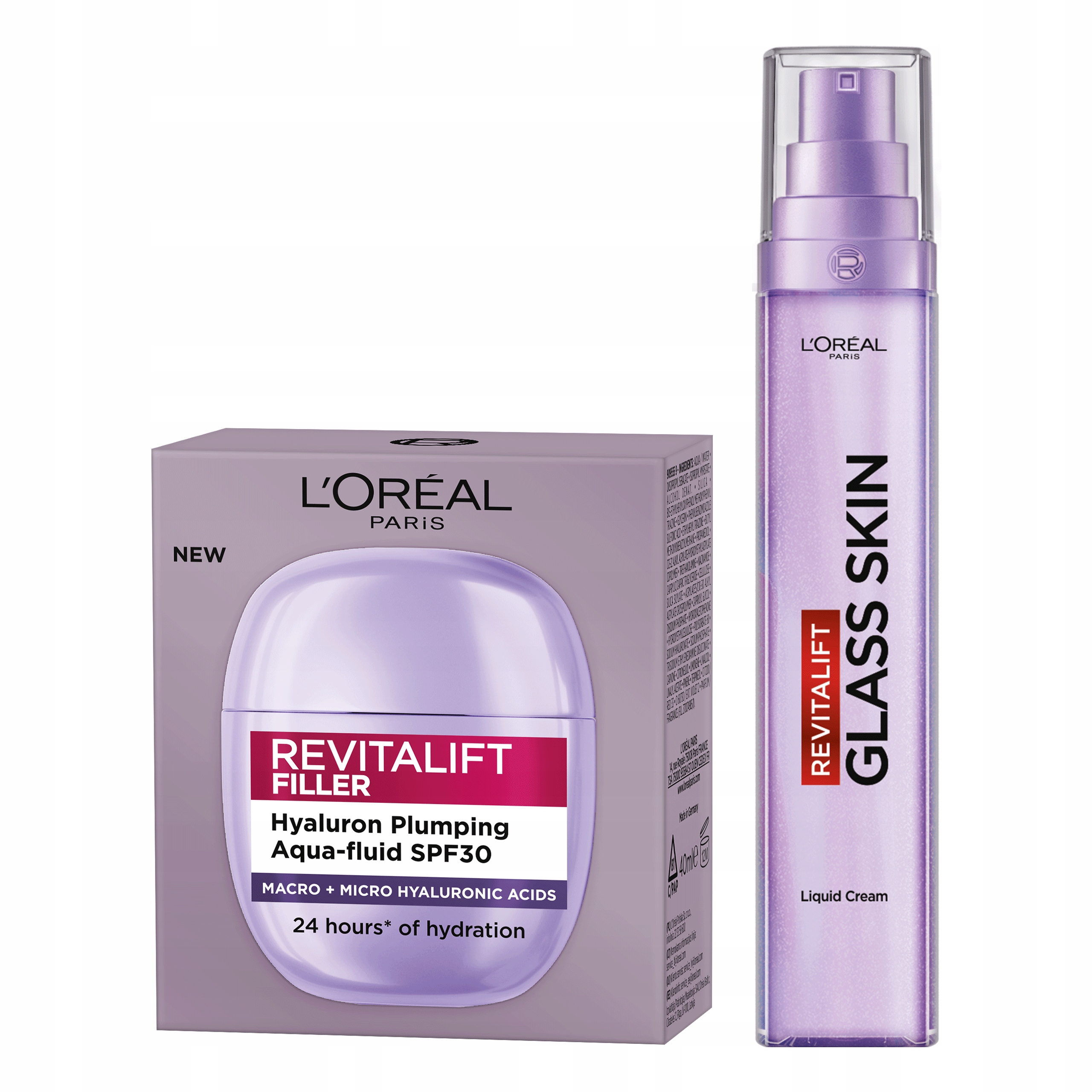 Zestaw L'Oréal Revitalift Filler Lekki Krem SPF30 Glass Skin 50 ml